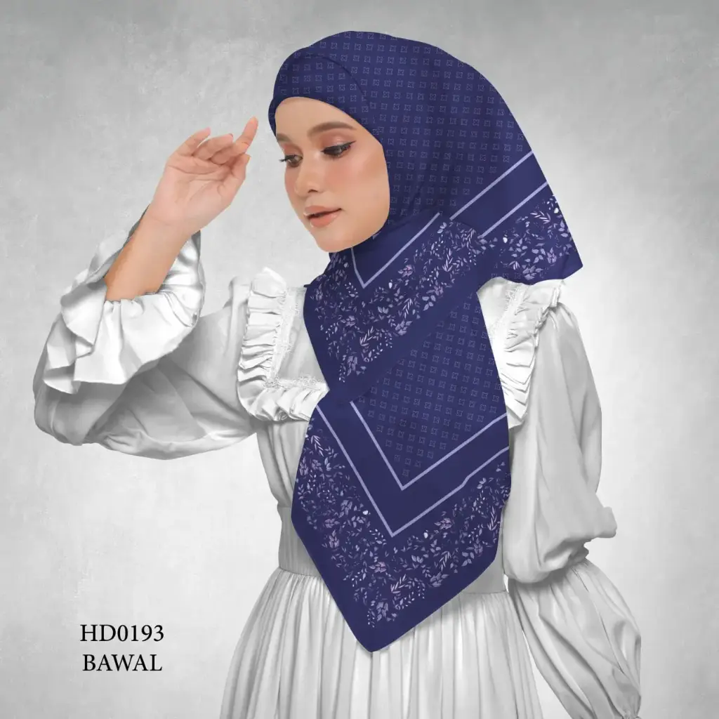 Afia Series in Royal Blue (HD0193) (Cotton Voile Premium, Bidang 40" (Kids), Bawal Biasa (No Awning), Tak Tambah Nama, Taknak Giftcard)