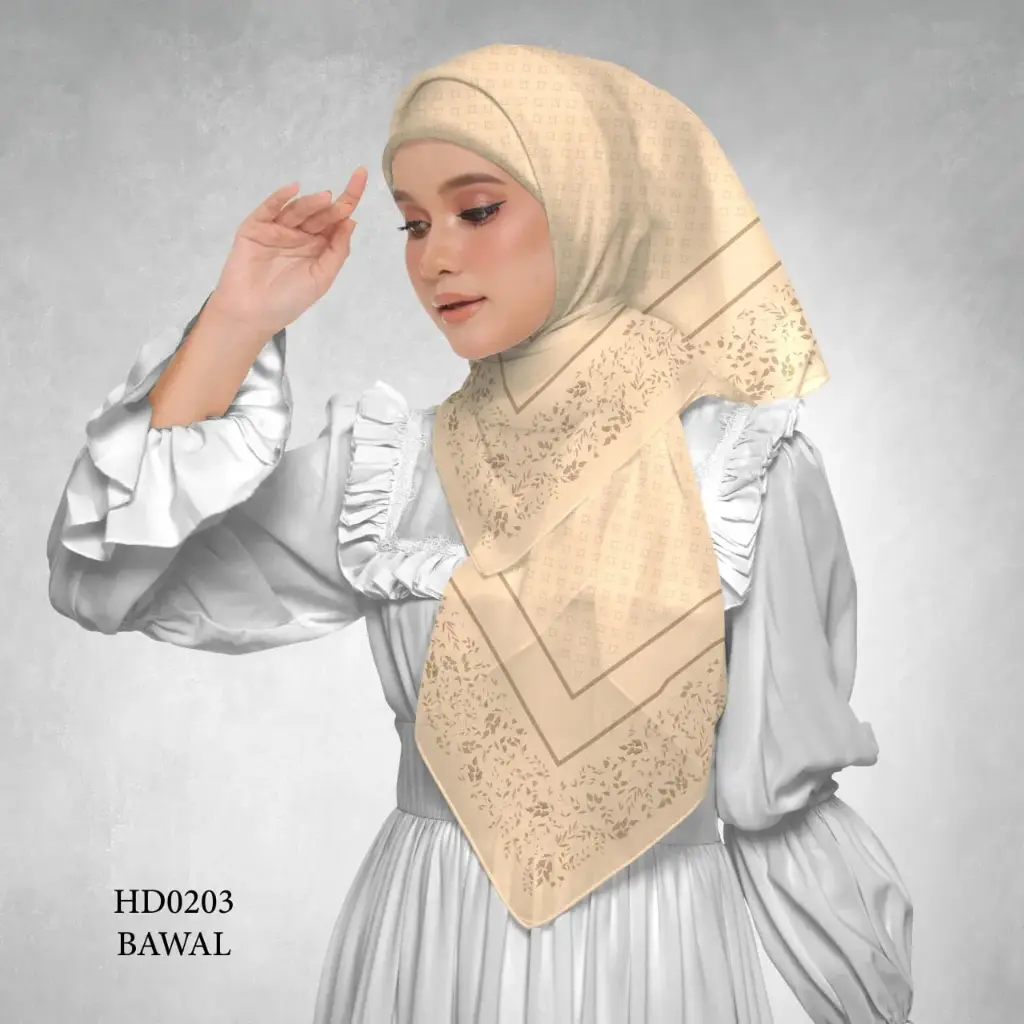 Afia Series in Peach (HD0203) (Cotton Voile Premium, Bidang 40" (Kids), Bawal Biasa (No Awning), Tak Tambah Nama, Taknak Giftcard)