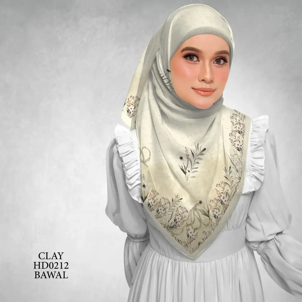 Magnolia Series in Clay (HD0212) (Cotton Voile Premium, Bidang 40" (Kids), Bawal Biasa (No Awning), Tak Tambah Nama, Taknak Giftcard)