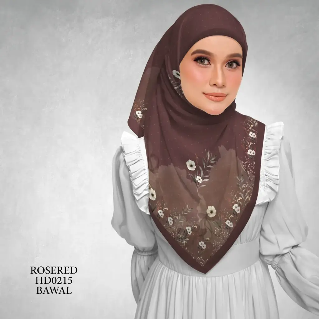 Magnolia Series in Rose Red (HD0215) (Cotton Voile Premium, Bidang 40" (Kids), Bawal Biasa (No Awning), Tak Tambah Nama, Taknak Giftcard)