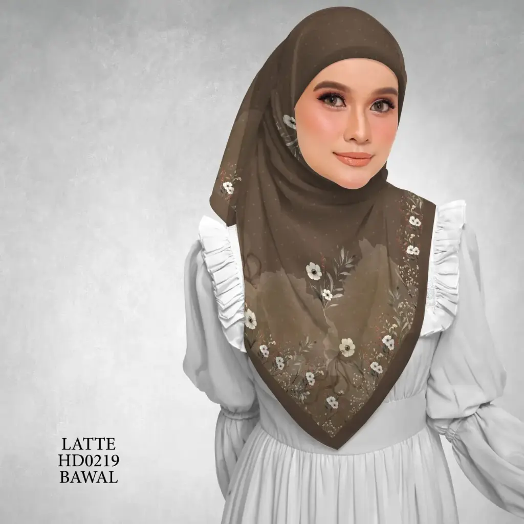 Magnolia Series in Latte (HD0219) (Cotton Voile Premium, Bidang 40" (Kids), Bawal Biasa (No Awning), Tak Tambah Nama, Taknak Giftcard)
