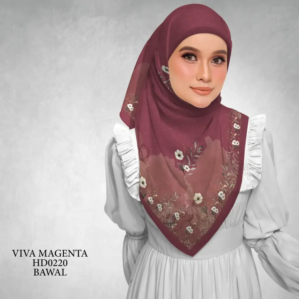 Magnolia Series in Viva Magenta (HD0220) (Cotton Voile Premium, Bidang 40" (Kids), Bawal Biasa (No Awning), Tak Tambah Nama, Taknak Giftcard)