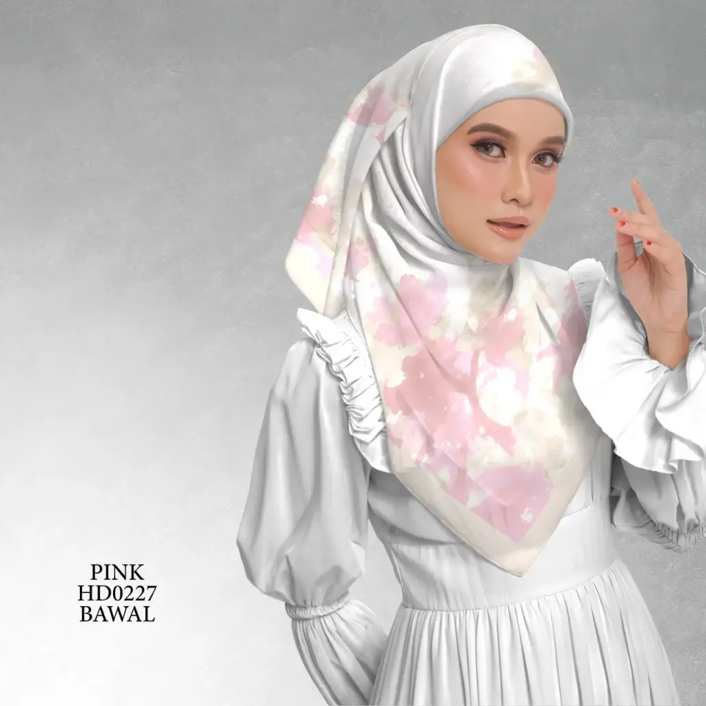 Laura Series in Pink (HD0227) (Cotton Voile Premium, Bidang 40" (Kids), Bawal Biasa (No Awning), Tak Tambah Nama, Taknak Giftcard)