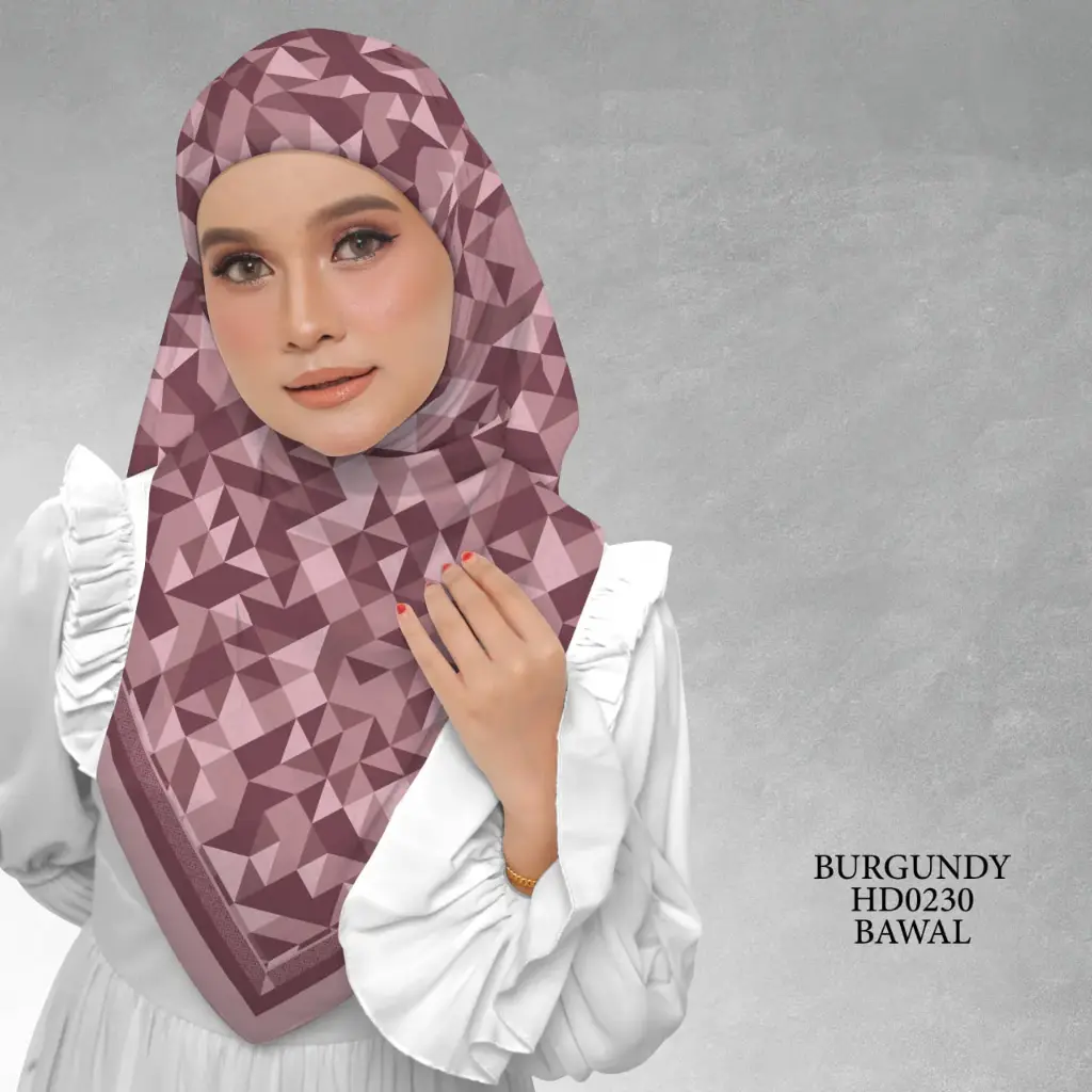 Atelier Series in Burgundy (HD0230) (Cotton Voile Premium, Bidang 40" (Kids), Bawal Biasa (No Awning), Tak Tambah Nama, Taknak Giftcard)