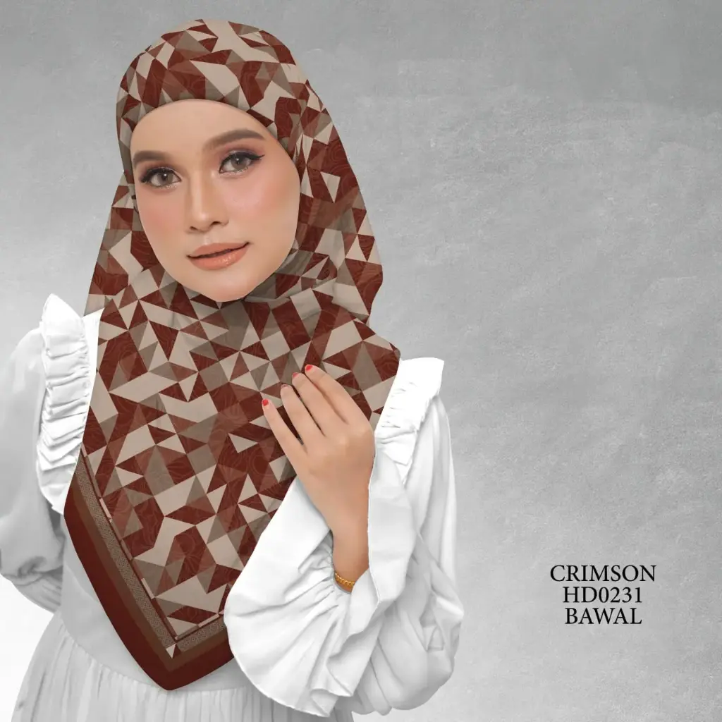 Atelier Series in Crimson (HD0231) (Cotton Voile Premium, Bidang 40" (Kids), Bawal Biasa (No Awning), Tak Tambah Nama, Taknak Giftcard)
