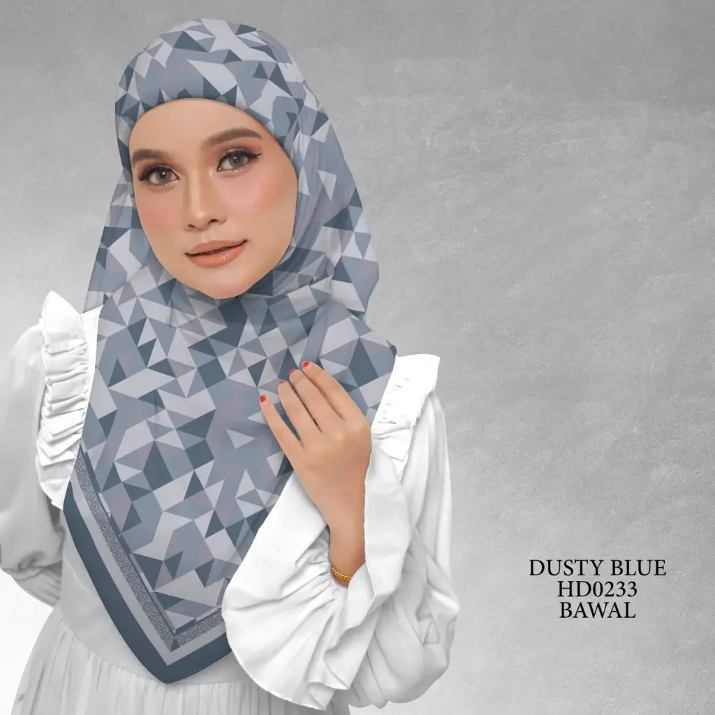 Atelier Series in Dusty Blue (HD0233) (Cotton Voile Premium, Bidang 40" (Kids), Bawal Biasa (No Awning), Tak Tambah Nama, Taknak Giftcard)