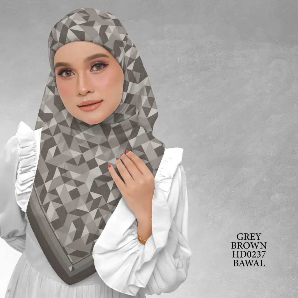 Atelier Series in Grey Brown (HD0237) (Cotton Voile Premium, Bidang 40" (Kids), Bawal Biasa (No Awning), Tak Tambah Nama, Taknak Giftcard)