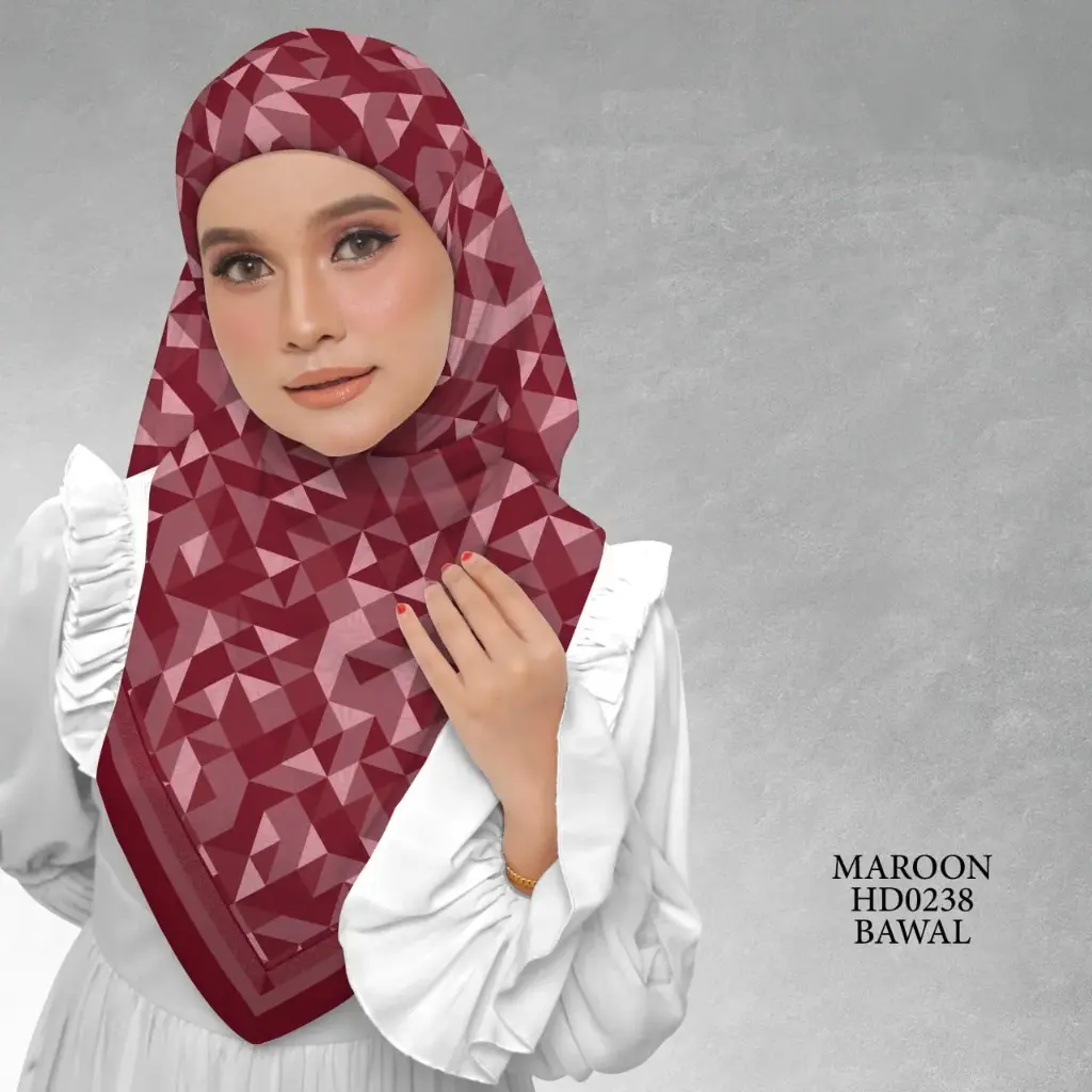 Atelier Series in Maroon (HD0238) (Cotton Voile Premium, Bidang 40" (Kids), Bawal Biasa (No Awning), Tak Tambah Nama, Taknak Giftcard)