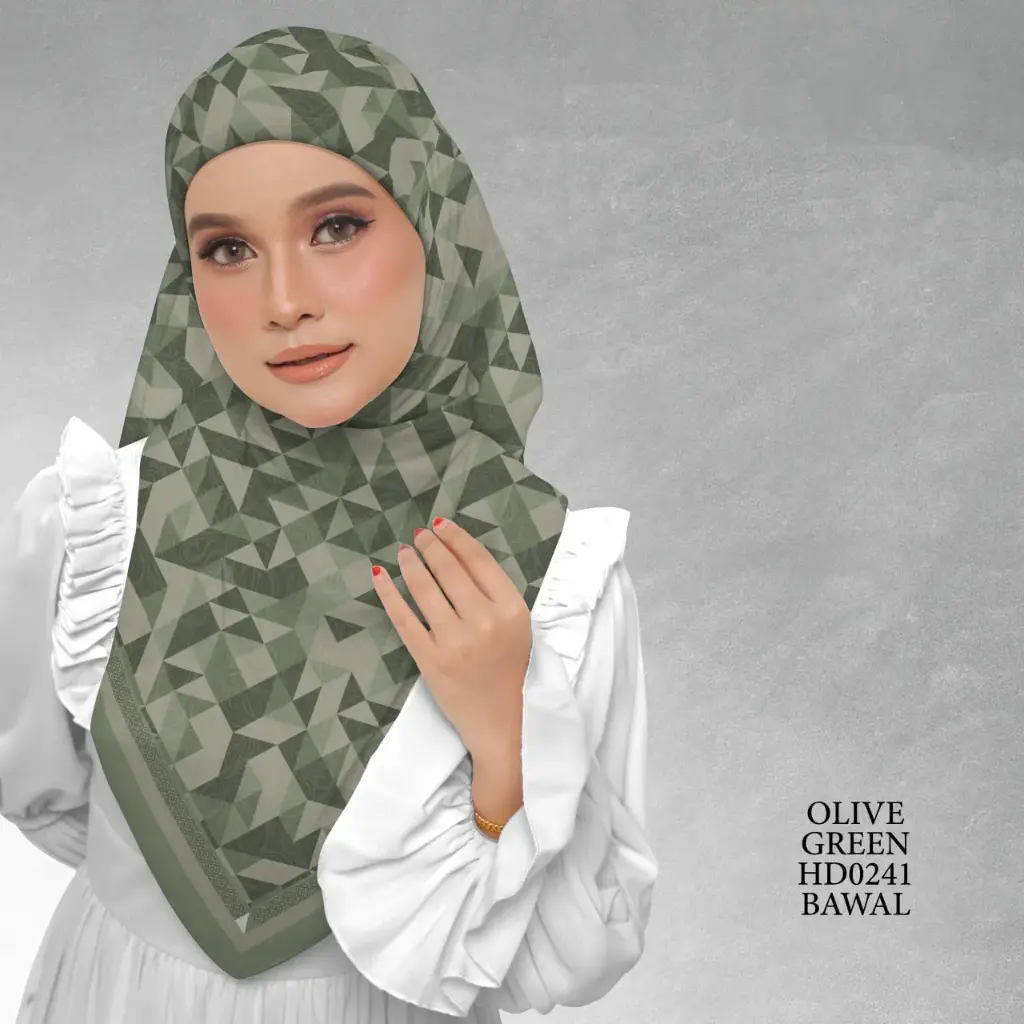 Atelier Series in Olive Green (HD0241) (Cotton Voile Premium, Bidang 40" (Kids), Bawal Biasa (No Awning), Tak Tambah Nama, Taknak Giftcard)