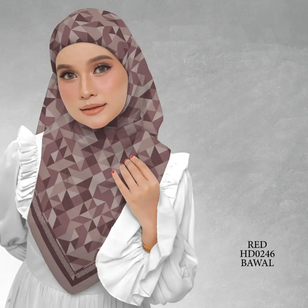 Atelier Series in Red (HD0246) (Cotton Voile Premium, Bidang 40" (Kids), Bawal Biasa (No Awning), Tak Tambah Nama, Taknak Giftcard)