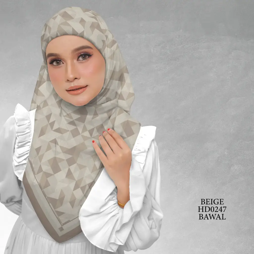 Atelier Series in Beige (HD0247) (Cotton Voile Premium, Bidang 40" (Kids), Bawal Biasa (No Awning), Tak Tambah Nama, Taknak Giftcard)