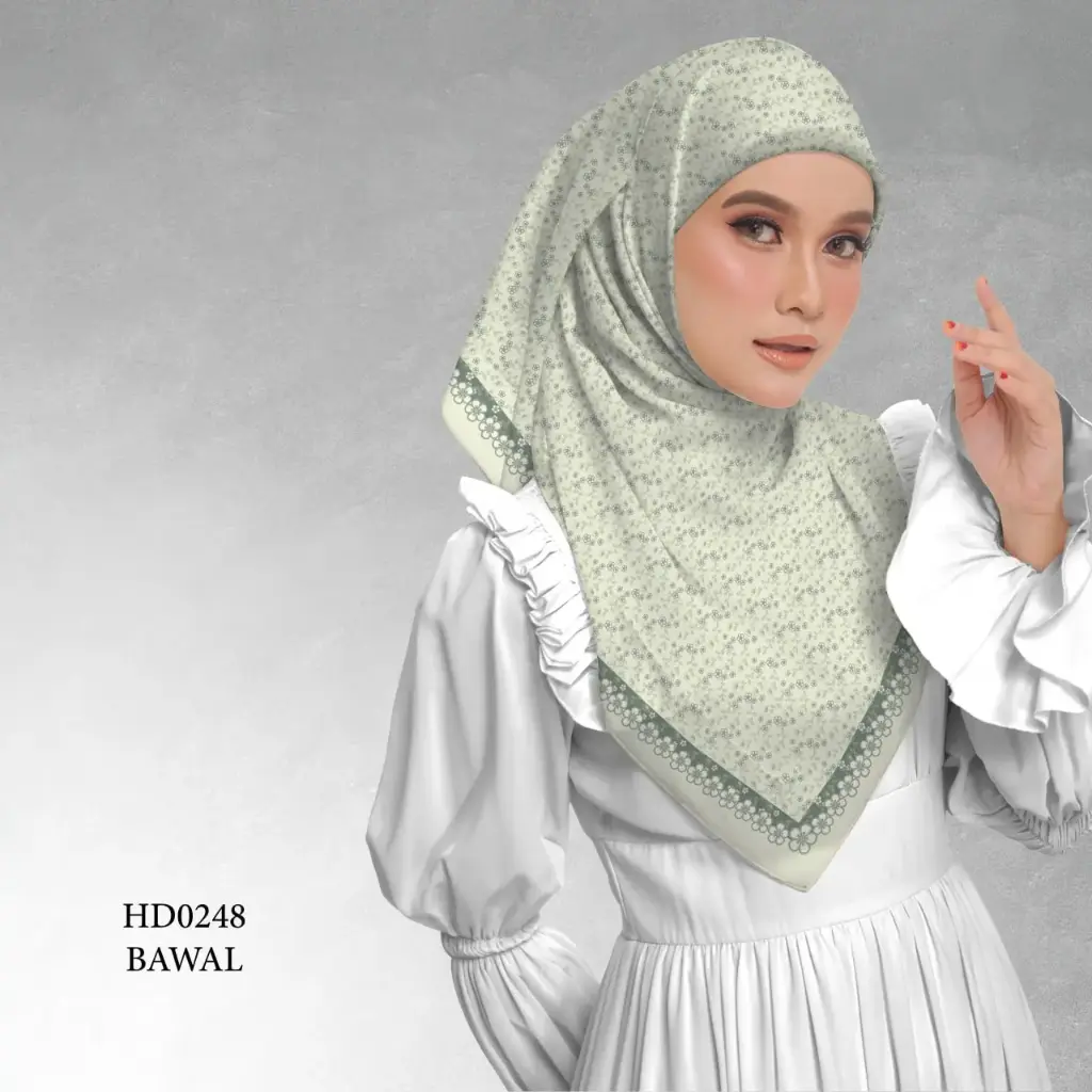 Fleur Series in Mint (HD0248)  (Cotton Voile Premium, Bidang 40" (Kids), Bawal Biasa (No Awning), Tak Tambah Nama, Taknak Giftcard)