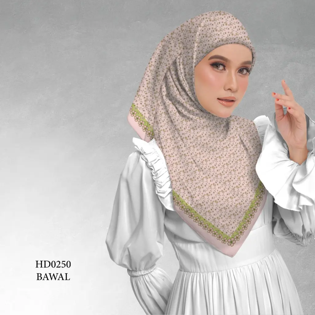 Fleur Series in Blush (HD0250) (Cotton Voile Premium, Bidang 40" (Kids), Bawal Biasa (No Awning), Tak Tambah Nama, Taknak Giftcard)