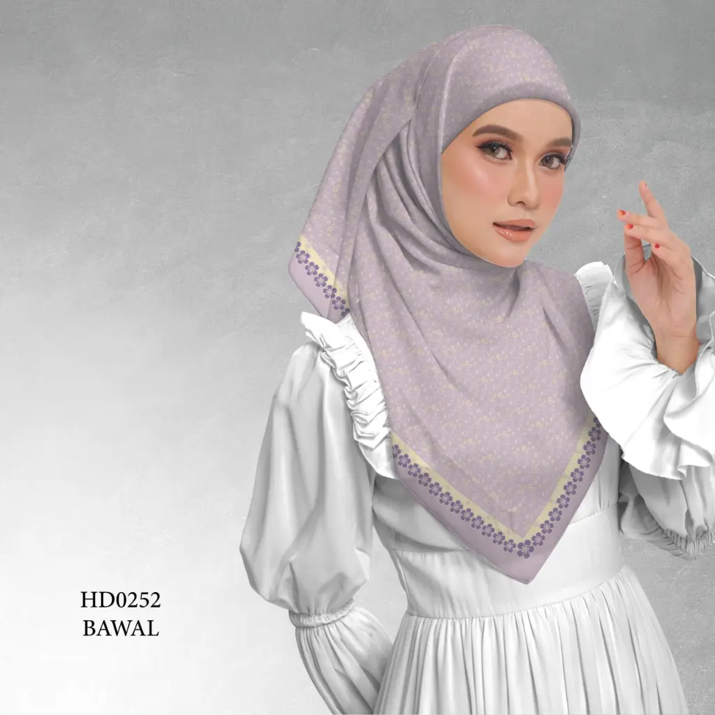 Fleur Series in Lilac (HD0252) (Cotton Voile Premium, Bidang 40" (Kids), Bawal Biasa (No Awning), Tak Tambah Nama, Taknak Giftcard)