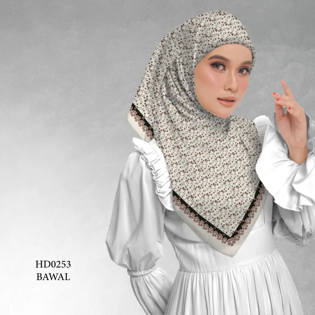 Fleur Series in Mocha (HD0253) (Cotton Voile Premium, Bidang 40" (Kids), Bawal Biasa (No Awning), Tak Tambah Nama, Taknak Giftcard)