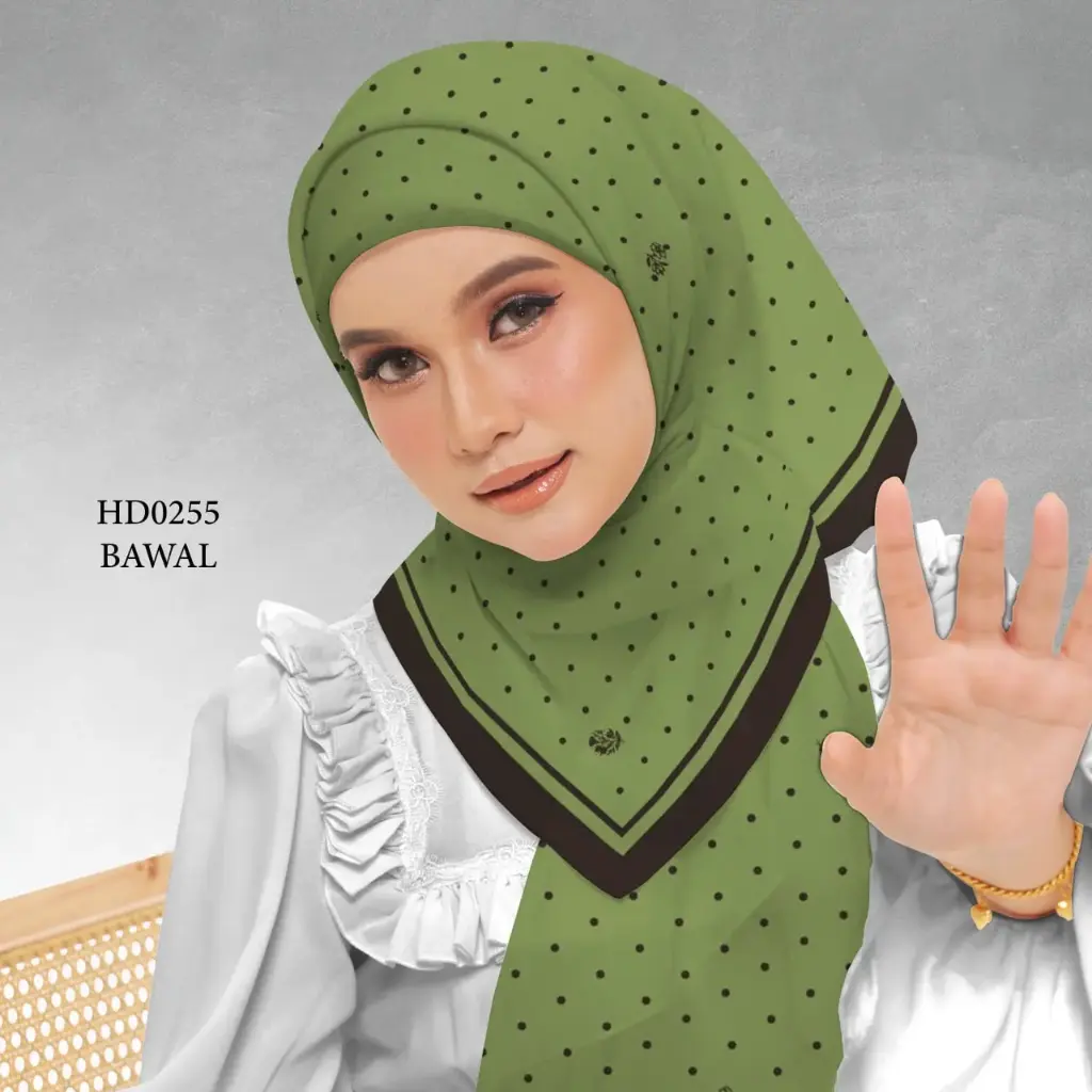 Daira Series in Olive (HD0255) (Cotton Voile Premium, Bidang 40" (Kids), Bawal Biasa (No Awning), Tak Tambah Nama, Taknak Giftcard)