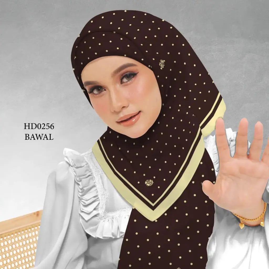 Daira Series in Espresso (HD0256) (Cotton Voile Premium, Bidang 40" (Kids), Bawal Biasa (No Awning), Tak Tambah Nama, Taknak Giftcard)