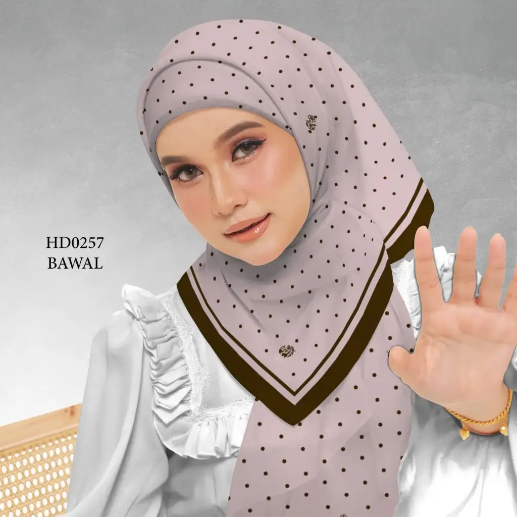 Daira Series in Rosewood (HD0257) (Cotton Voile Premium, Bidang 40" (Kids), Bawal Biasa (No Awning), Tak Tambah Nama, Taknak Giftcard)