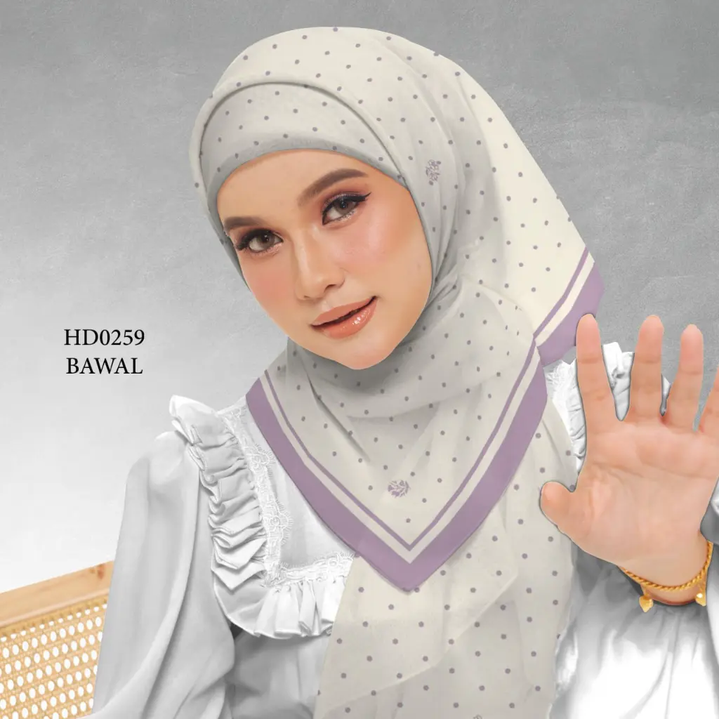 Daira Series in Orchid (HD0259) (Cotton Voile Premium, Bidang 40" (Kids), Bawal Biasa (No Awning), Tak Tambah Nama, Taknak Giftcard)