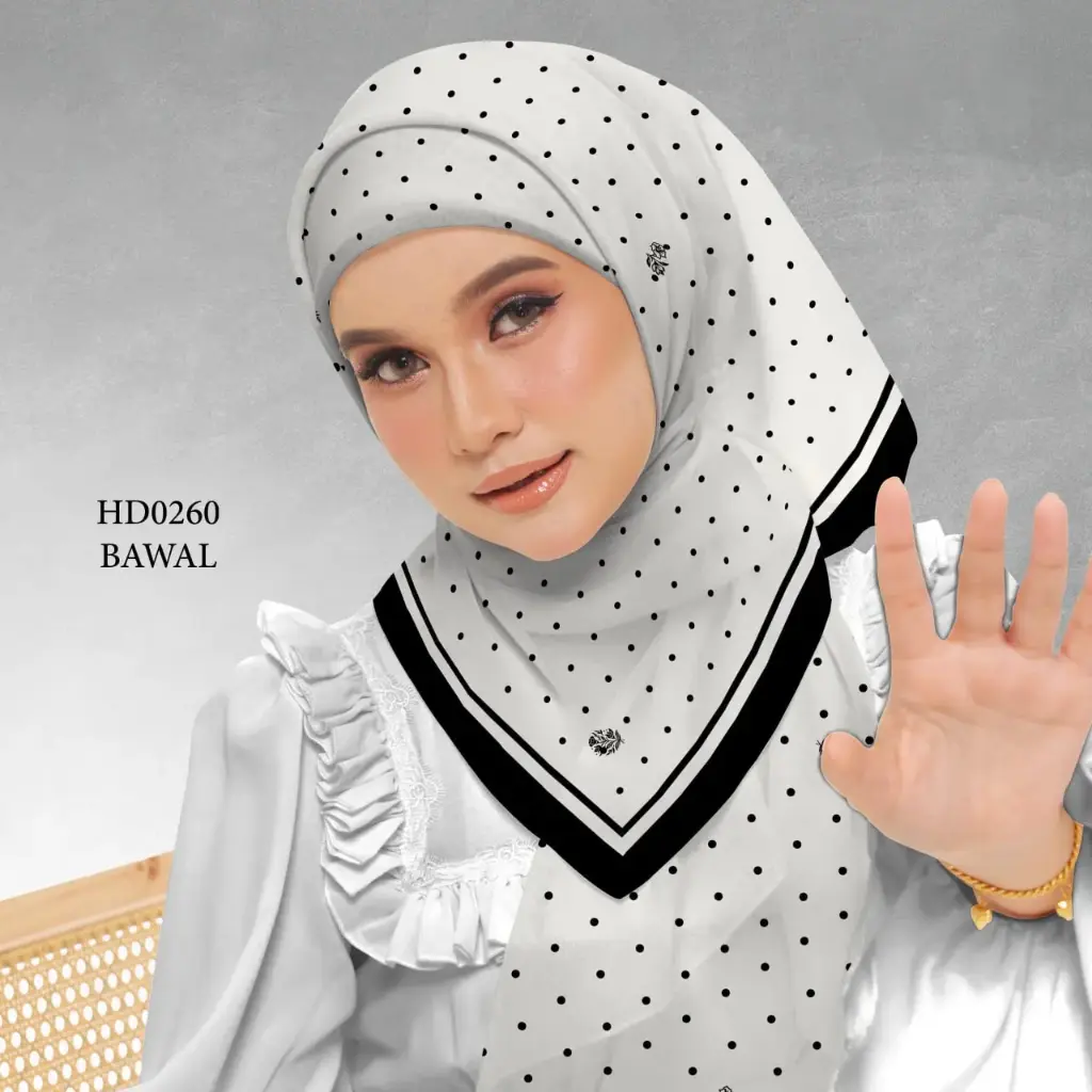 Daira Series in Onyx (HD0260) (Cotton Voile Premium, Bidang 40" (Kids), Bawal Biasa (No Awning), Tak Tambah Nama, Taknak Giftcard)