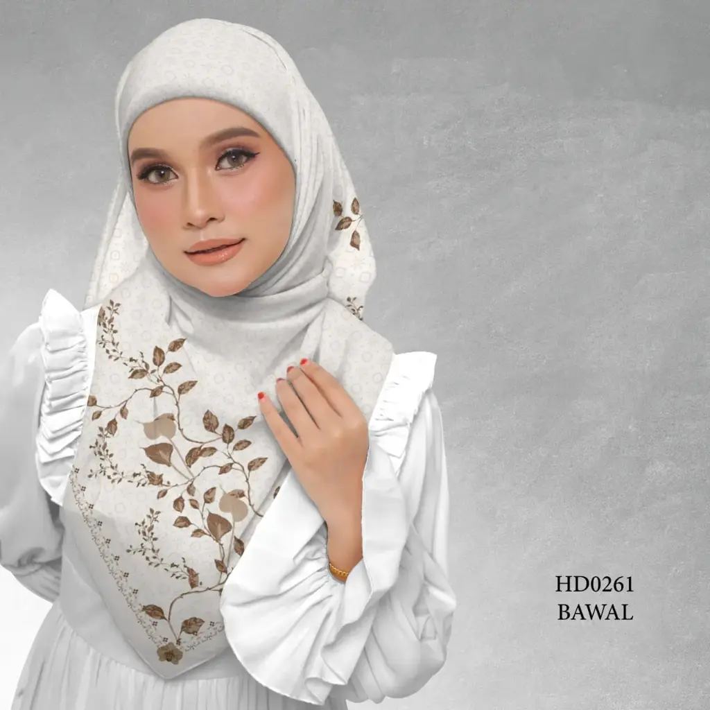 Embun Series in Kersani (HD0261) (Cotton Voile Premium, Bidang 40" (Kids), Bawal Biasa (No Awning), Tak Tambah Nama, Taknak Giftcard)