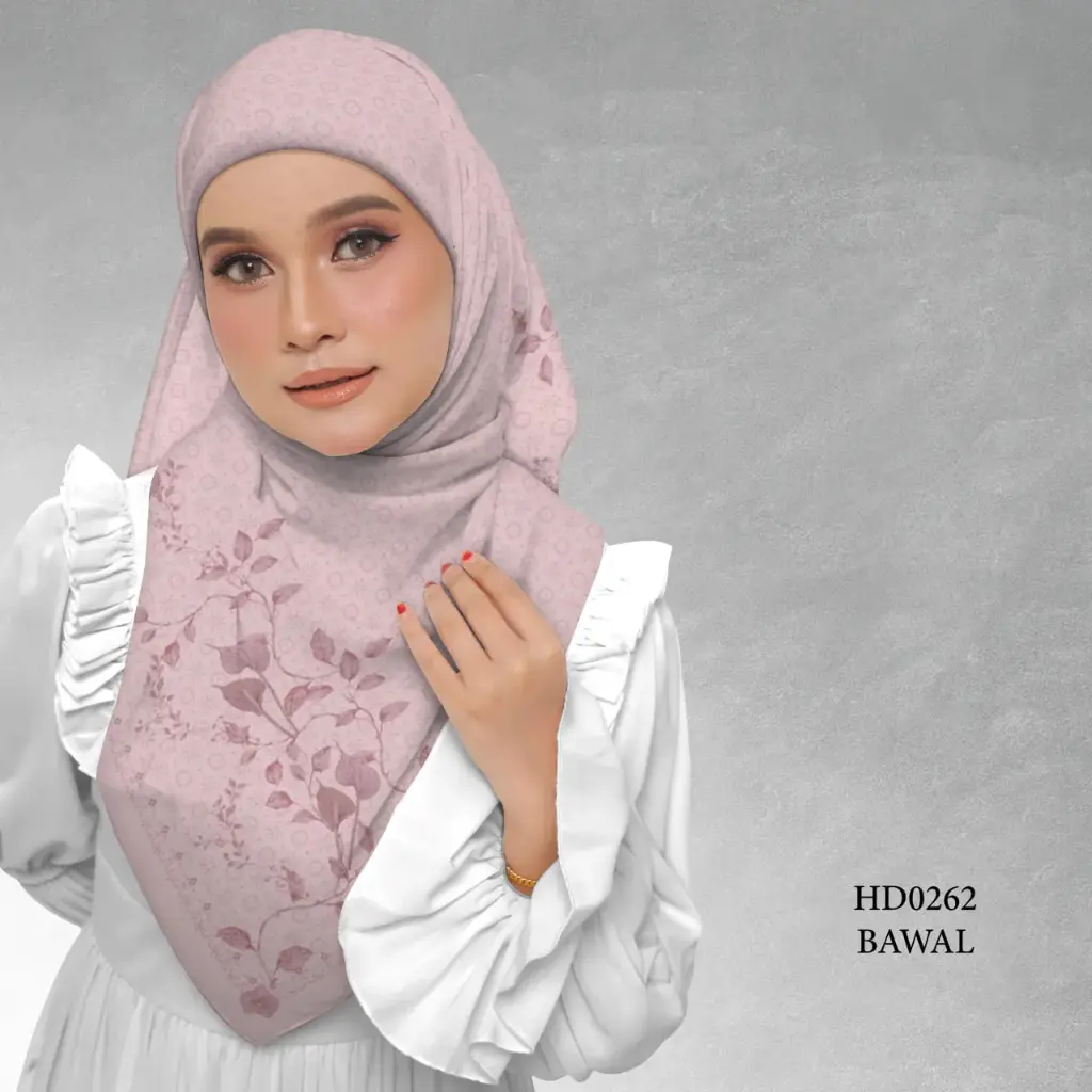 Embun Series in Mawar (HD0262) (Cotton Voile Premium, Bidang 40" (Kids), Bawal Biasa (No Awning), Tak Tambah Nama, Taknak Giftcard)
