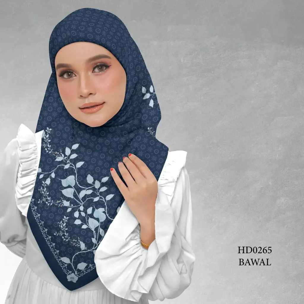 Embun Series in Indera (HD0265) (Cotton Voile Premium, Bidang 40" (Kids), Bawal Biasa (No Awning), Tak Tambah Nama, Taknak Giftcard)