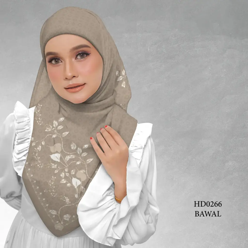 Embun Series in Cendana (HD0266) (Cotton Voile Premium, Bidang 40" (Kids), Bawal Biasa (No Awning), Tak Tambah Nama, Taknak Giftcard)