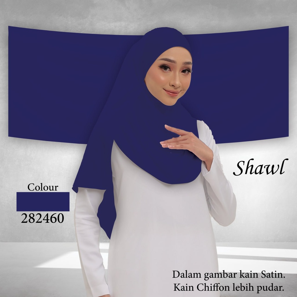 Shawl Plain 282460 (Standard 1.8m x 0.7m, Cotton Voile Premium, Taknak Curve, Taknak Border, Tak Tambah Nama, Taknak Giftcard)
