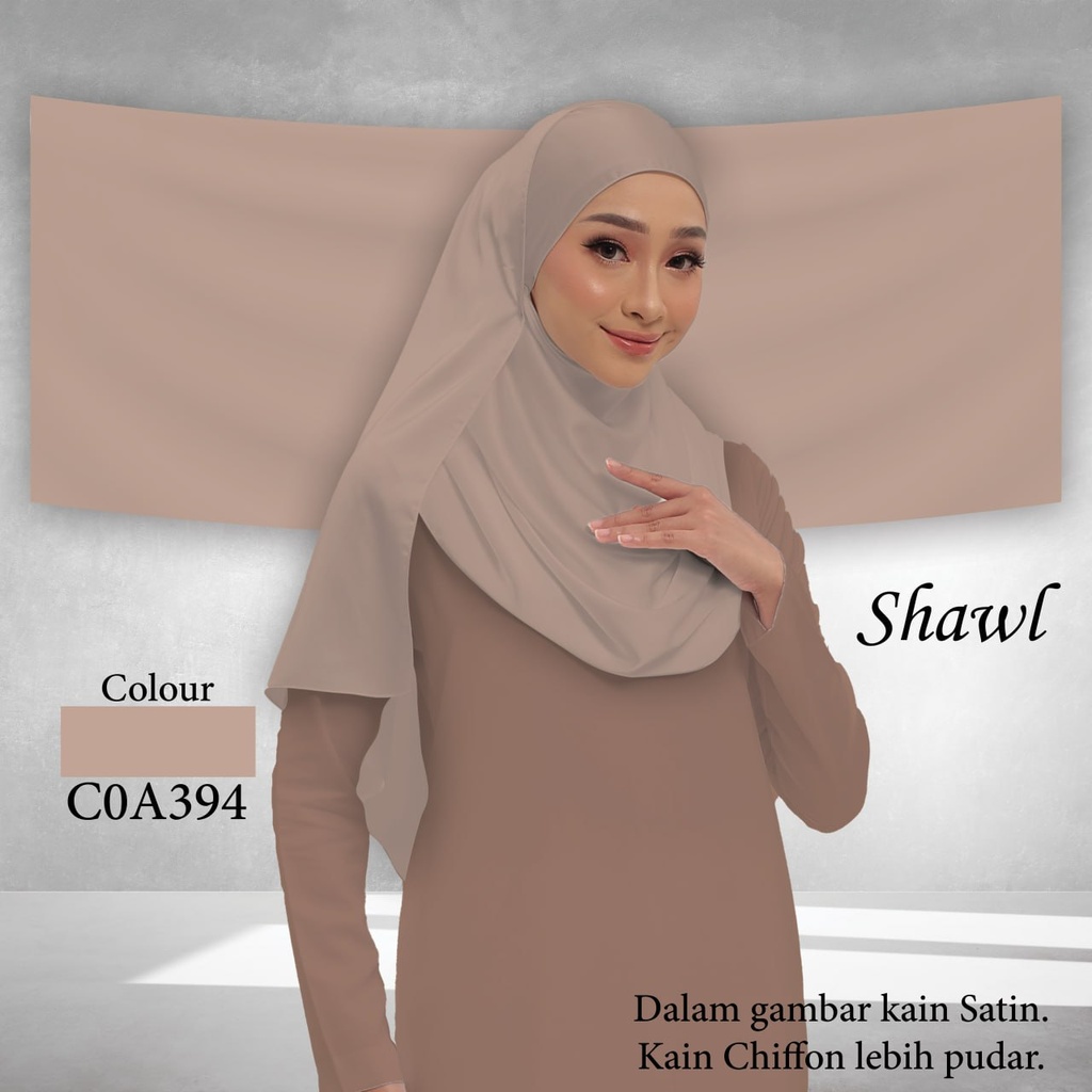 Shawl Plain C0A394 (Standard 1.8m x 0.7m, Cotton Voile Premium, Taknak Curve, Taknak Border, Tak Tambah Nama, Taknak Giftcard)