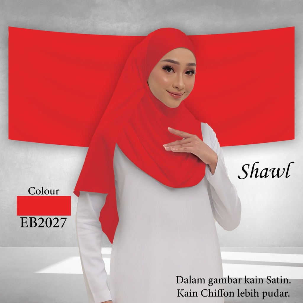 Shawl Plain EB2027 (Standard 1.8m x 0.7m, Cotton Voile Premium, Taknak Curve, Taknak Border, Tak Tambah Nama, Taknak Giftcard)