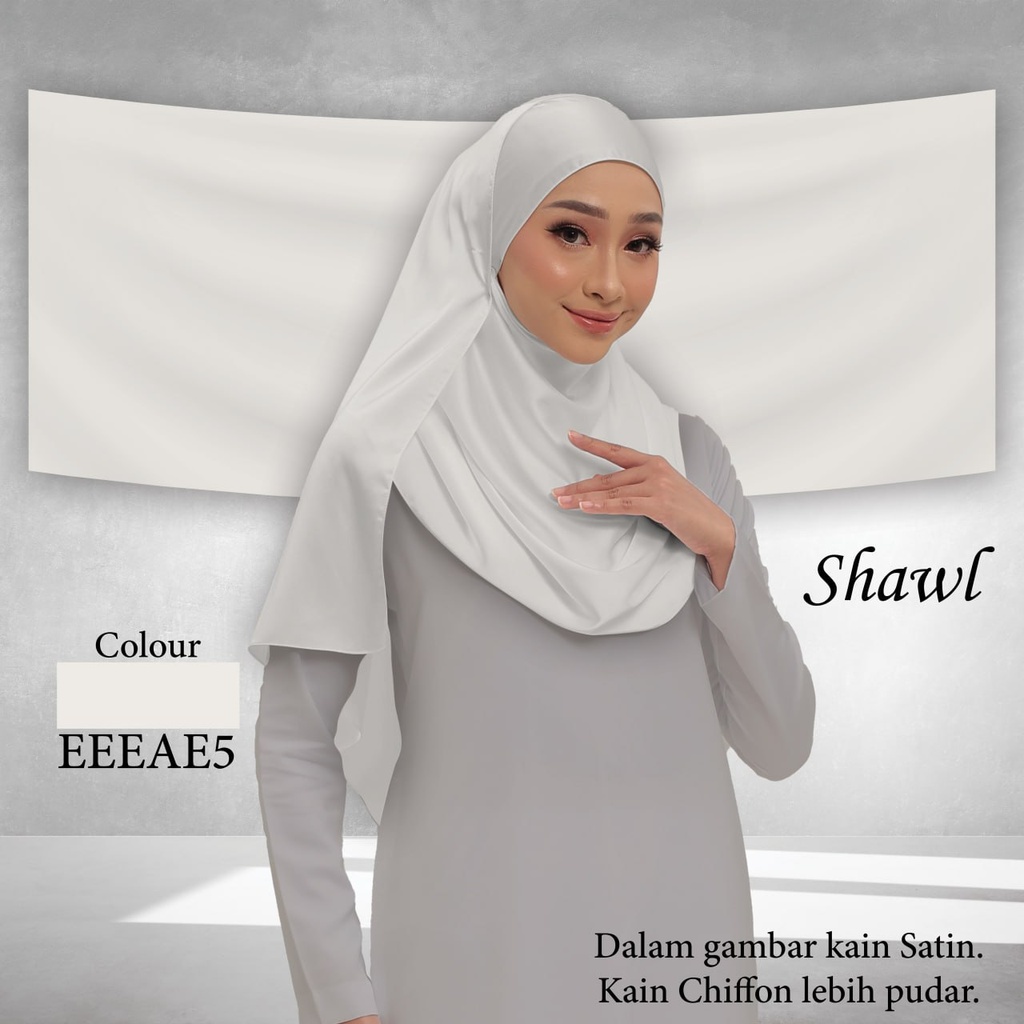 Shawl Plain EEEAE5  (Standard 1.8m x 0.7m, Cotton Voile Premium, Taknak Curve, Taknak Border, Tak Tambah Nama, Taknak Giftcard)