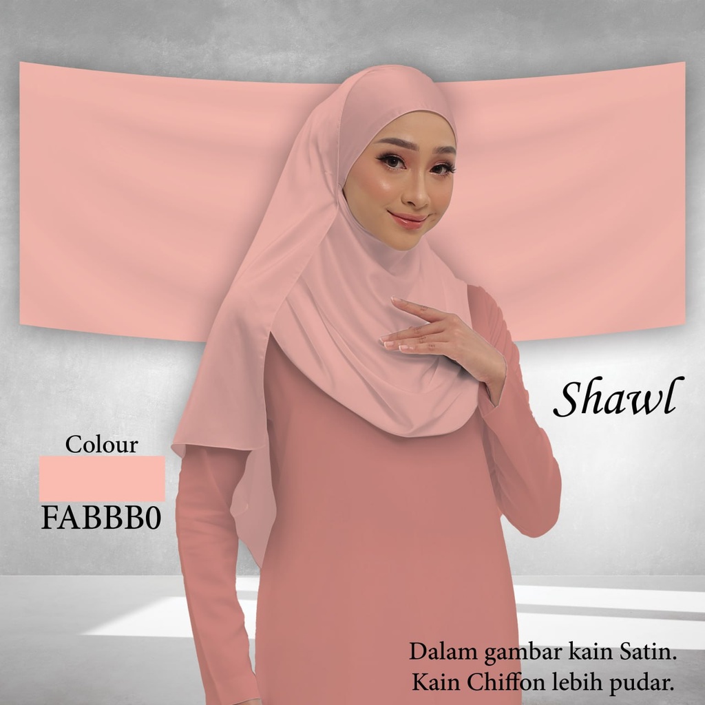 Shawl Plain FABBB0  (Standard 1.8m x 0.7m, Cotton Voile Premium, Taknak Curve, Taknak Border, Tak Tambah Nama, Taknak Giftcard)