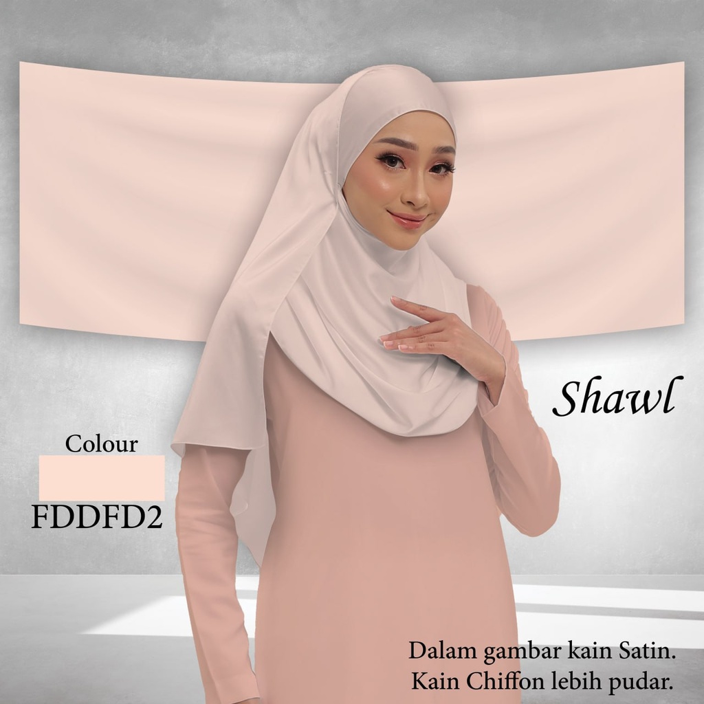Shawl Plain FDDFD2 (Standard 1.8m x 0.7m, Cotton Voile Premium, Taknak Curve, Taknak Border, Tak Tambah Nama, Taknak Giftcard)