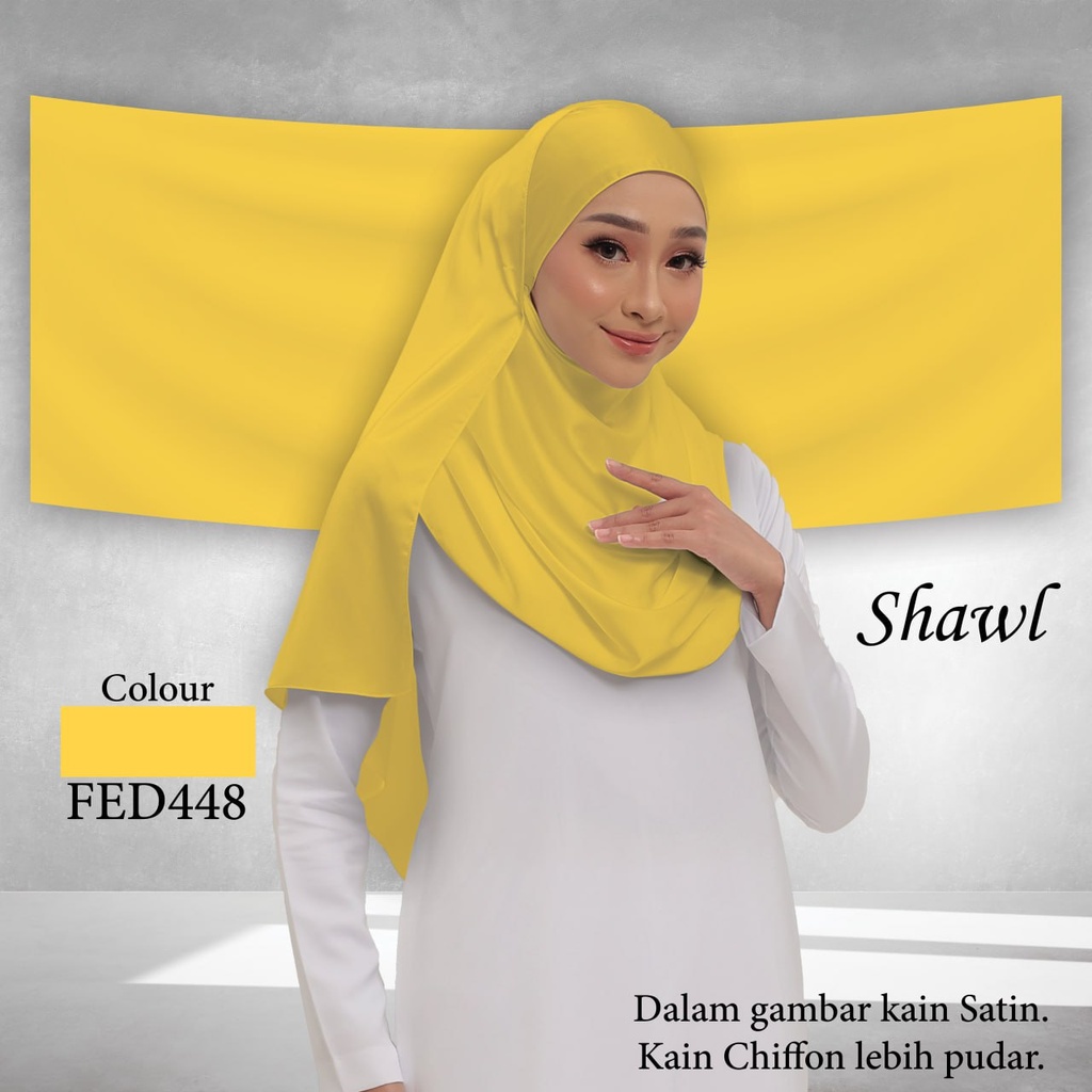 Shawl Plain FED448  (Standard 1.8m x 0.7m, Cotton Voile Premium, Taknak Curve, Taknak Border, Tak Tambah Nama, Taknak Giftcard)