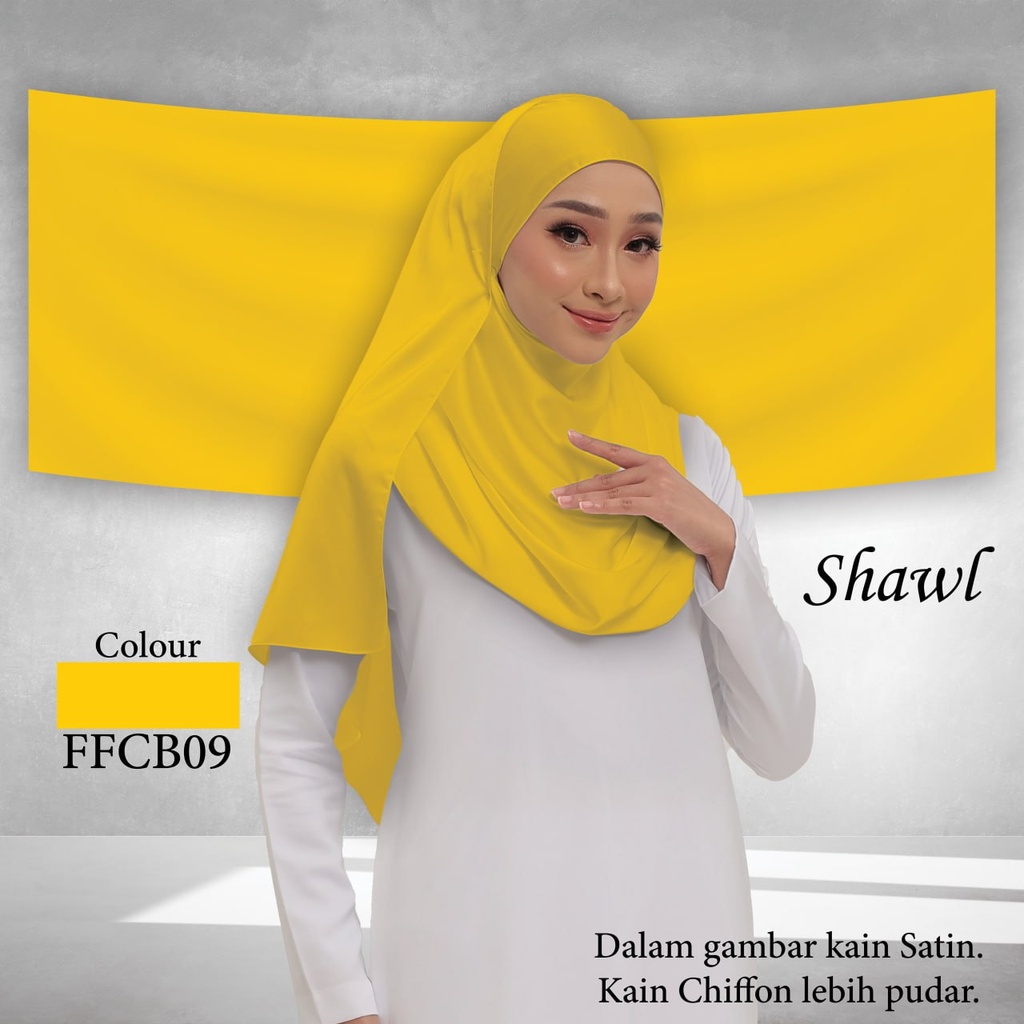 Shawl Plain FFCB09  (Standard 1.8m x 0.7m, Cotton Voile Premium, Taknak Curve, Taknak Border, Tak Tambah Nama, Taknak Giftcard)