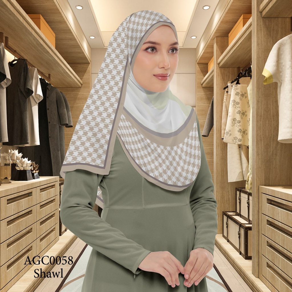 Tudung Shawl in AGC0058 (Standard 1.8m x 0.7m, Cotton Voile Premium, Tak Tambah Nama, Taknak Giftcard)