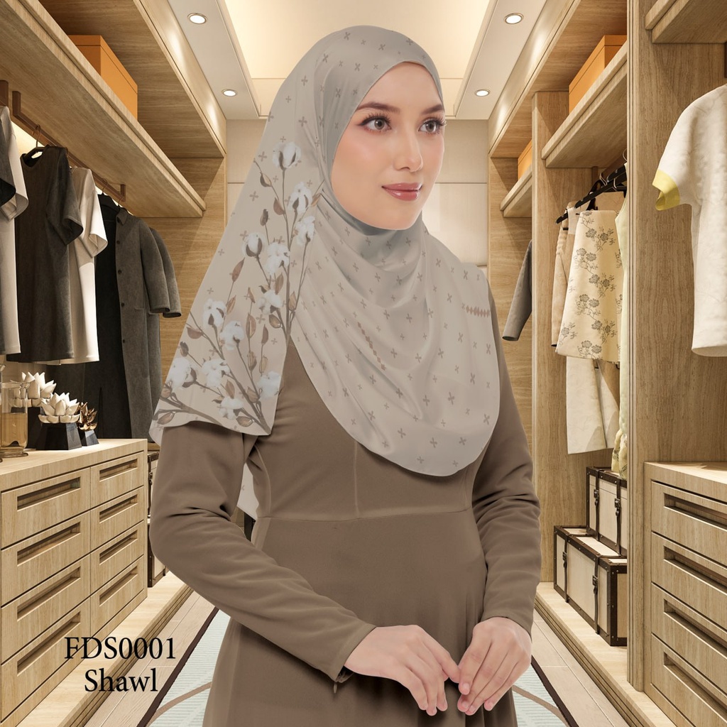Tudung Shawl in FDS0001 (Standard 1.8m x 0.7m, Cotton Voile Premium, Tak Tambah Nama, Taknak Giftcard)