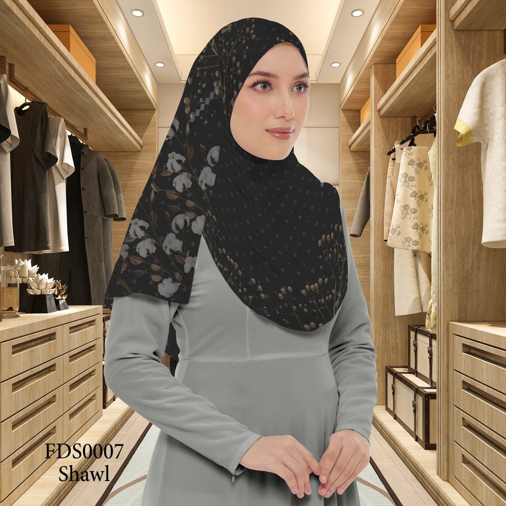 Tudung Shawl in FDS0007 (Standard 1.8m x 0.7m, Cotton Voile Premium, Tak Tambah Nama, Taknak Giftcard)