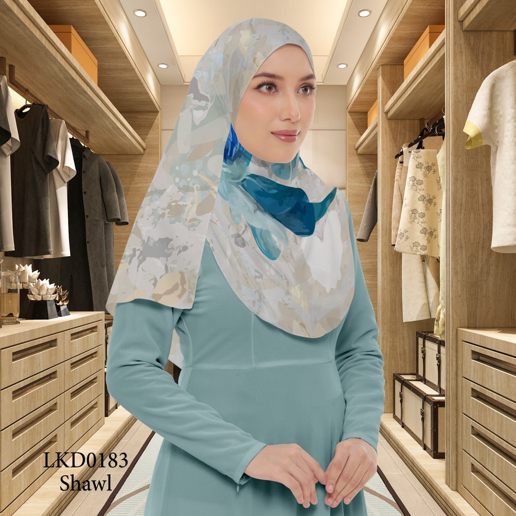 Tudung Shawl in LKD0183 (Standard 1.8m x 0.7m, Cotton Voile Premium, Tak Tambah Nama, Taknak Giftcard)