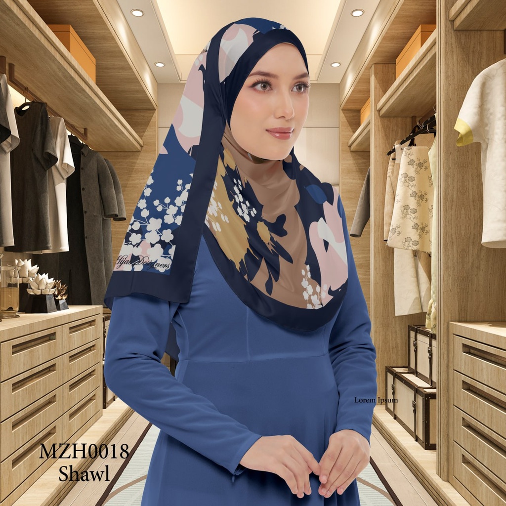 Tudung Shawl in MZH0018 (Standard 1.8m x 0.7m, Cotton Voile Premium, Tak Tambah Nama, Taknak Giftcard)