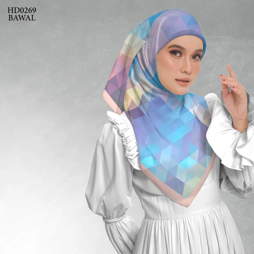 Tudung Bawal (Code: HD0269) (Cotton Voile Premium, Bidang 40" (Kids), Bawal Biasa (No Awning), Tak Tambah Nama, Taknak Giftcard)